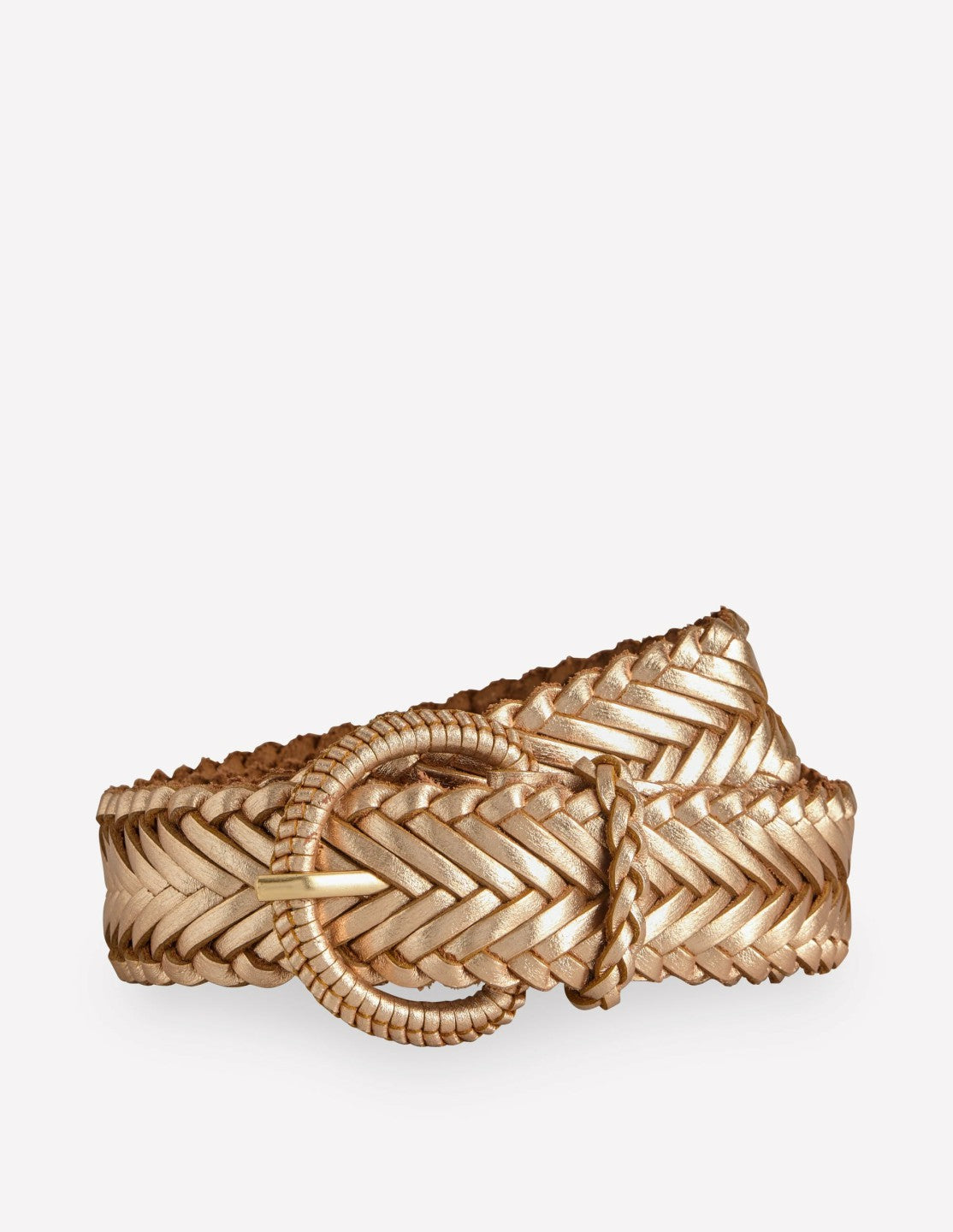 Boden Women Woven Leather Belt-Gold