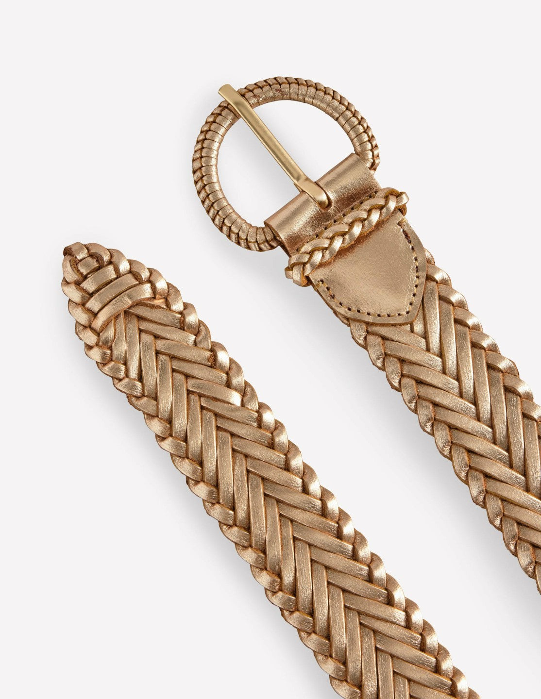 Boden Women Woven Leather Belt-Gold