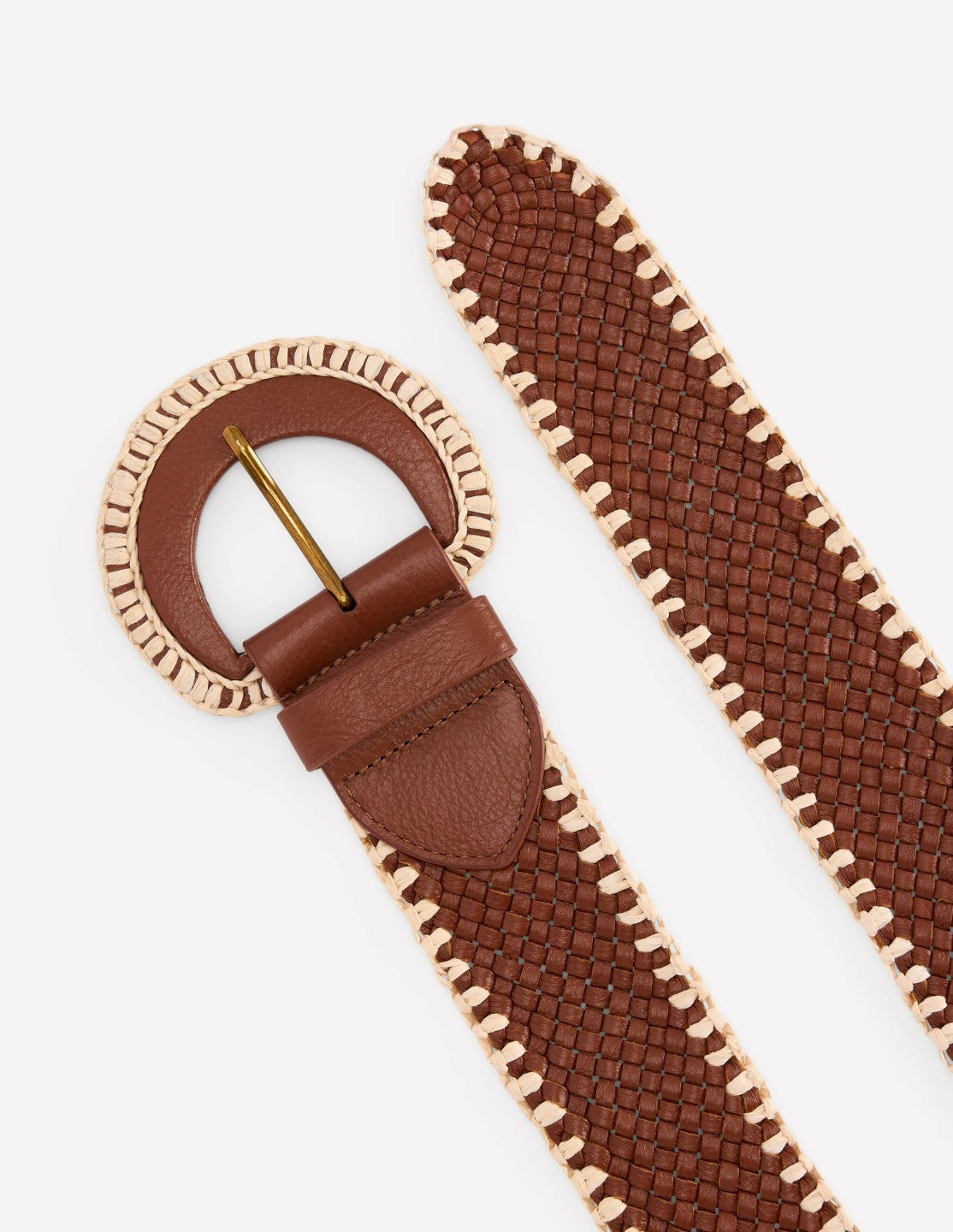 Boden Women Woven Stitch Belt-Tan