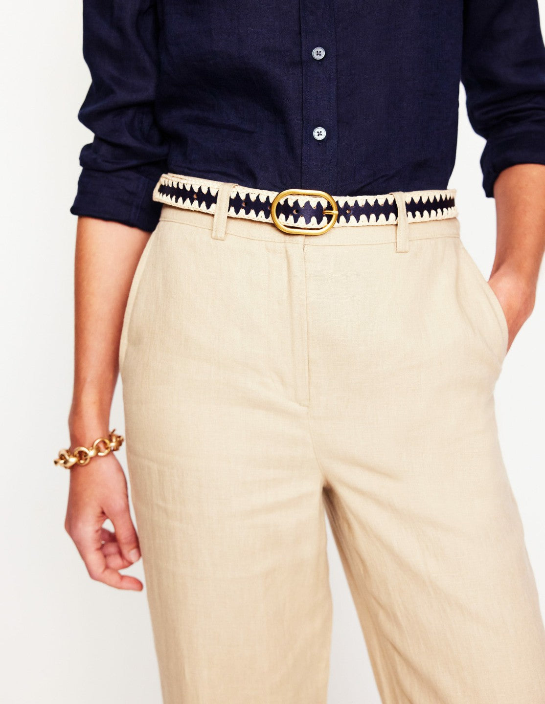 Boden Women Whipstitch Classic Belt-Navy/Ivory