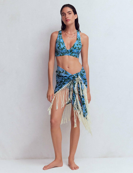 Boden Women Tassel Sarong-Dark Green, Tigers Paradise