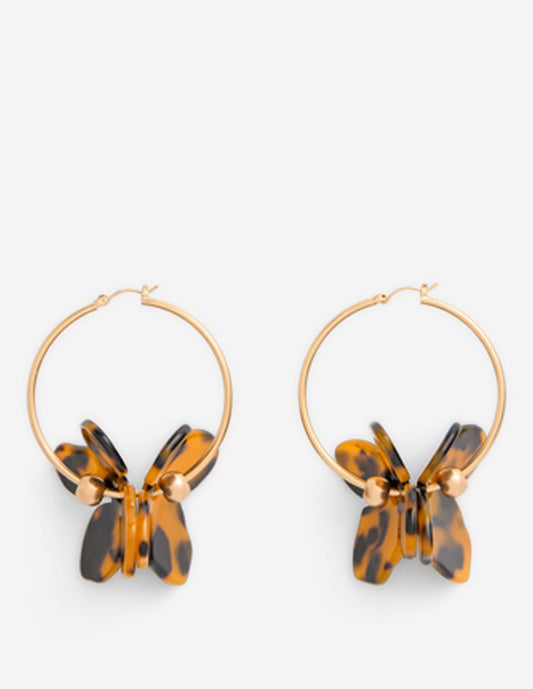 Boden Women Resin Flower Hoops-Brown Tort