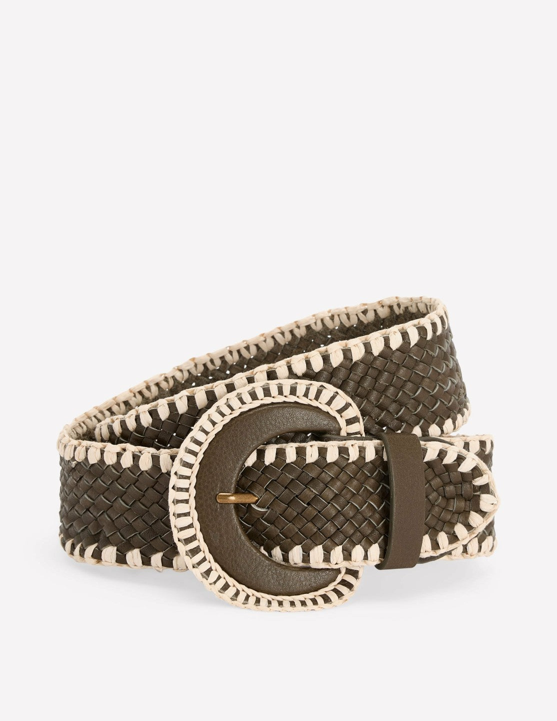Boden Women Woven Stitch Belt-Woodland Green