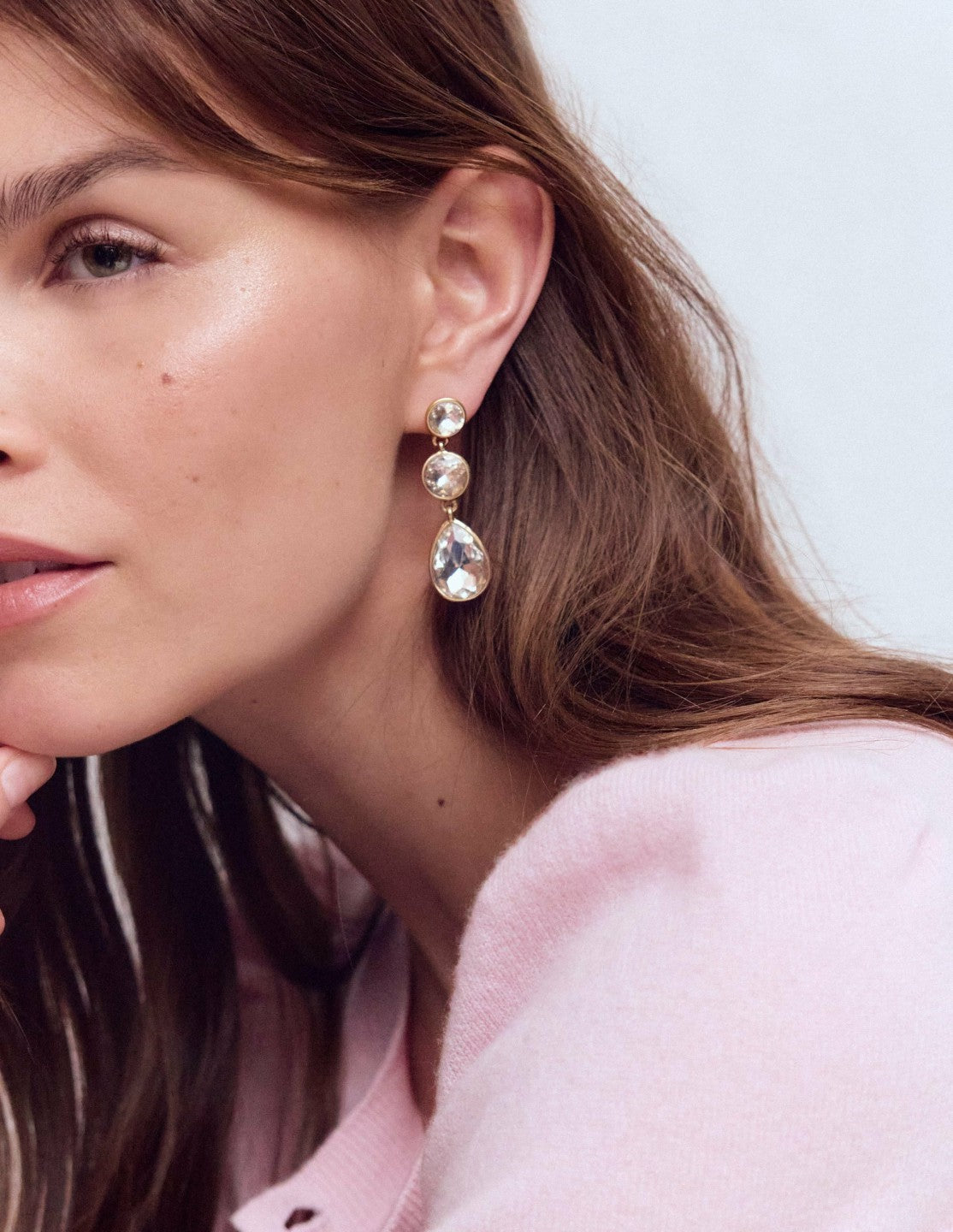 Boden Women Small Jewel Drop Earrings-Clear