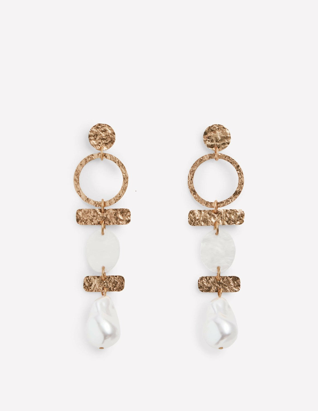Boden Women Statement Drop Earrings-Gold Colour/ Faux Pearl