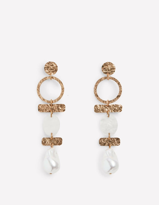 Boden Women Statement Drop Earrings-Gold Colour/ Faux Pearl