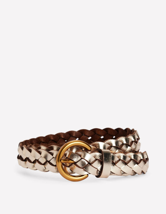 Boden Women Skinny Plaited Belt-Gold