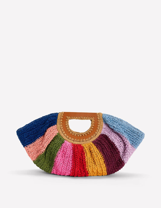 Boden Women Raffia Moon Clutch-Multi Stripe