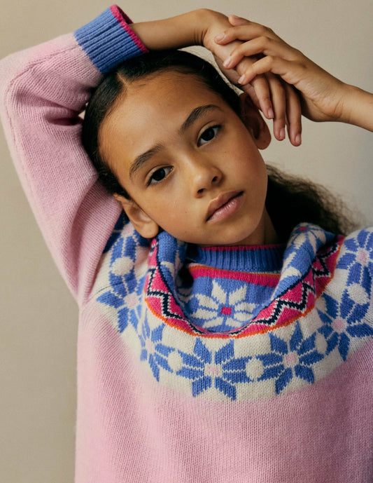 Boden Girls Eleanor Fair Isle Jumper-Blooming Pink