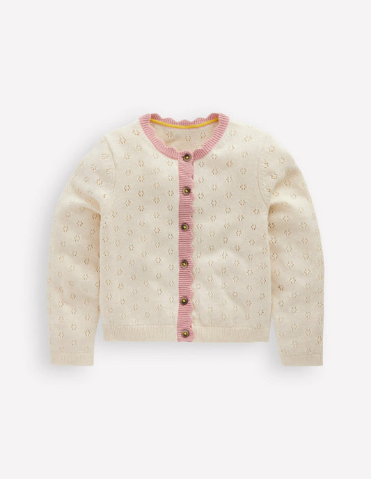 Boden Girls Everyday Scalloped Cardigan-Soft Ivory