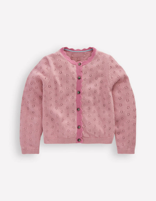 Boden Girls Everyday Scalloped Cardigan-Vintage Pink