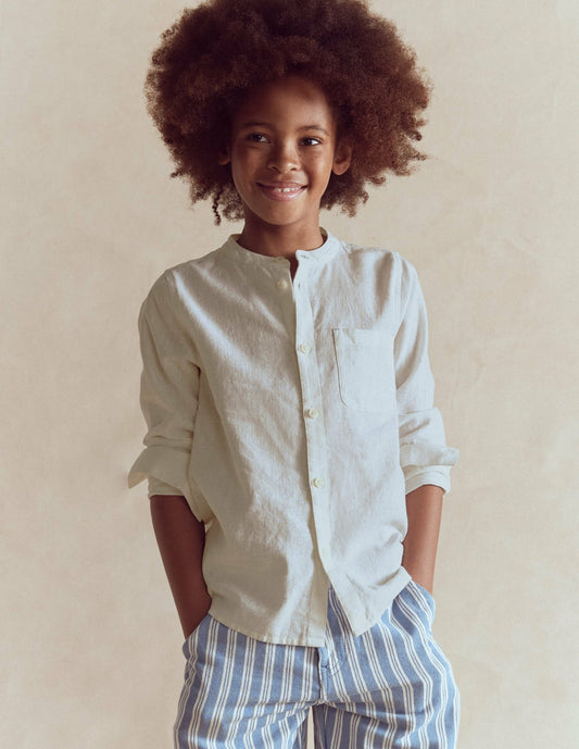Boden Boys Grandad Shirt-Coconut milk