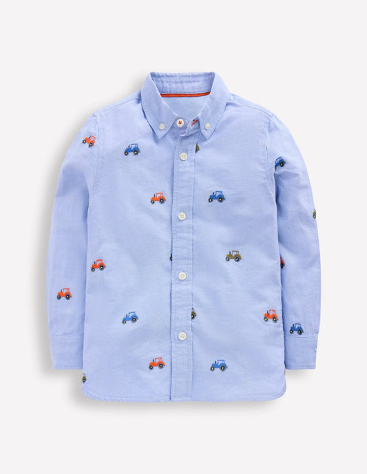 Boden Boys|Sale Embroidered Shirt-Oxford Tractors