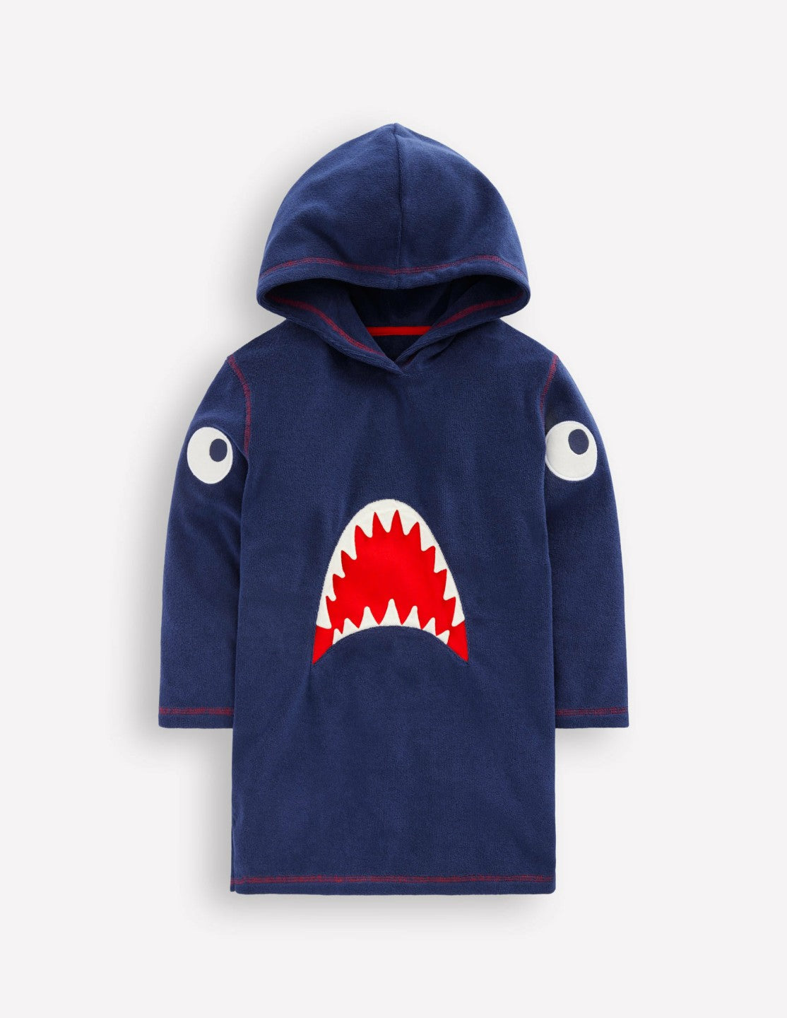 Boden Boys Appliqué Towelling Throw-on-Navy Shark