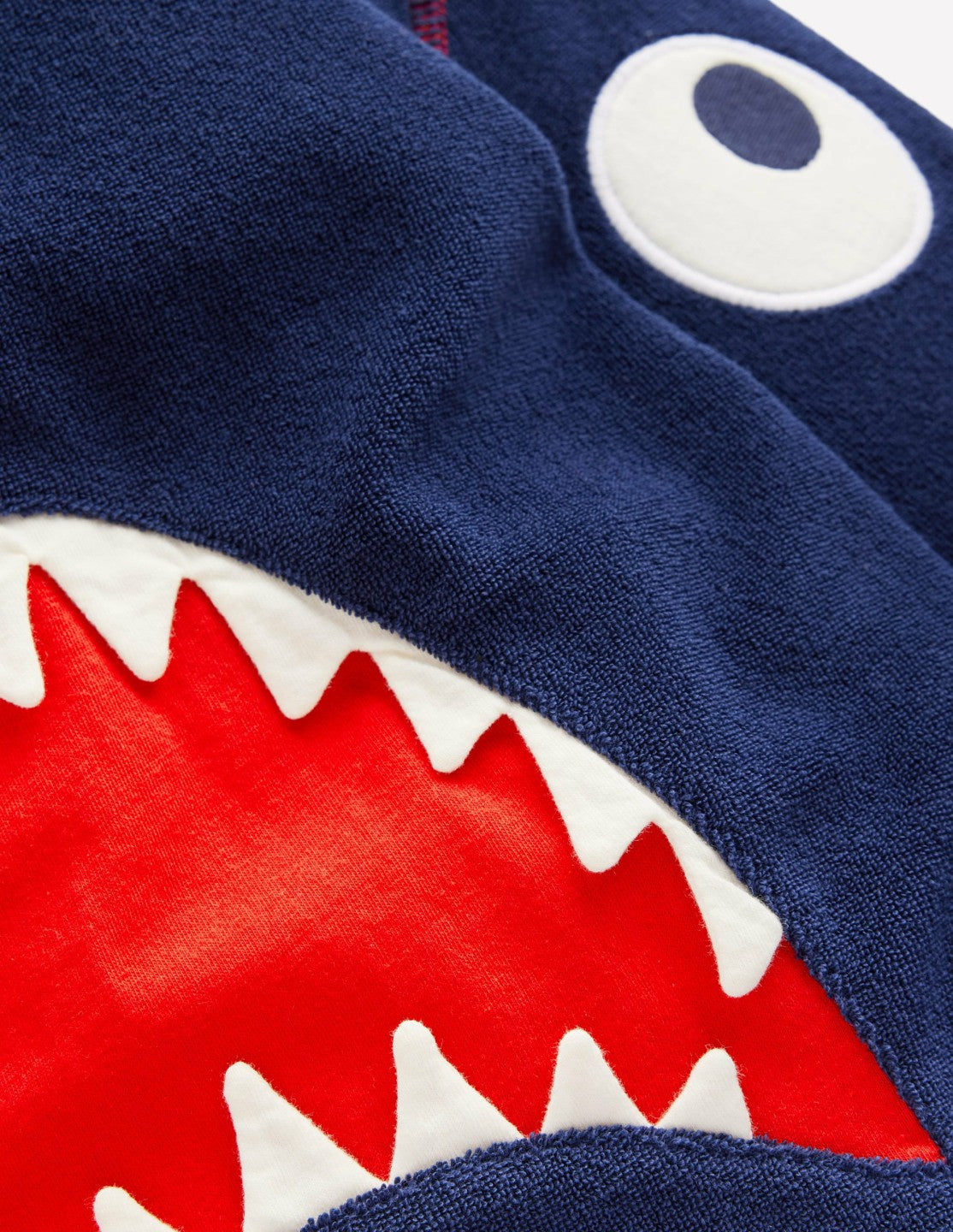 Boden Boys Appliqué Towelling Throw-on-Navy Shark