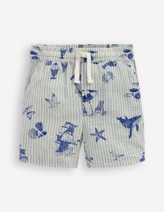 Boden Boys Cotton Linen Shorts-Beach Front