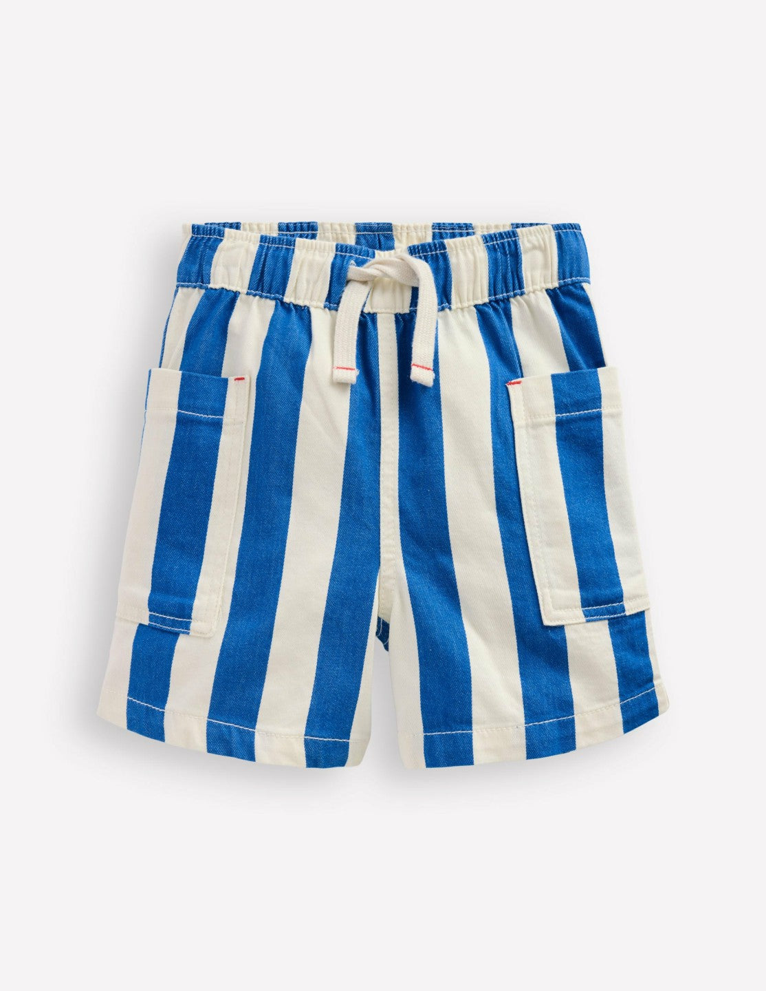 Boden Boys Cotton Pocket Shorts-Blue Stripe