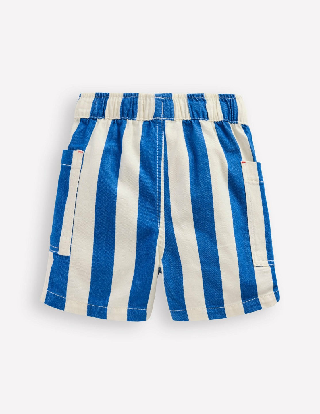 Boden Boys Cotton Pocket Shorts-Blue Stripe