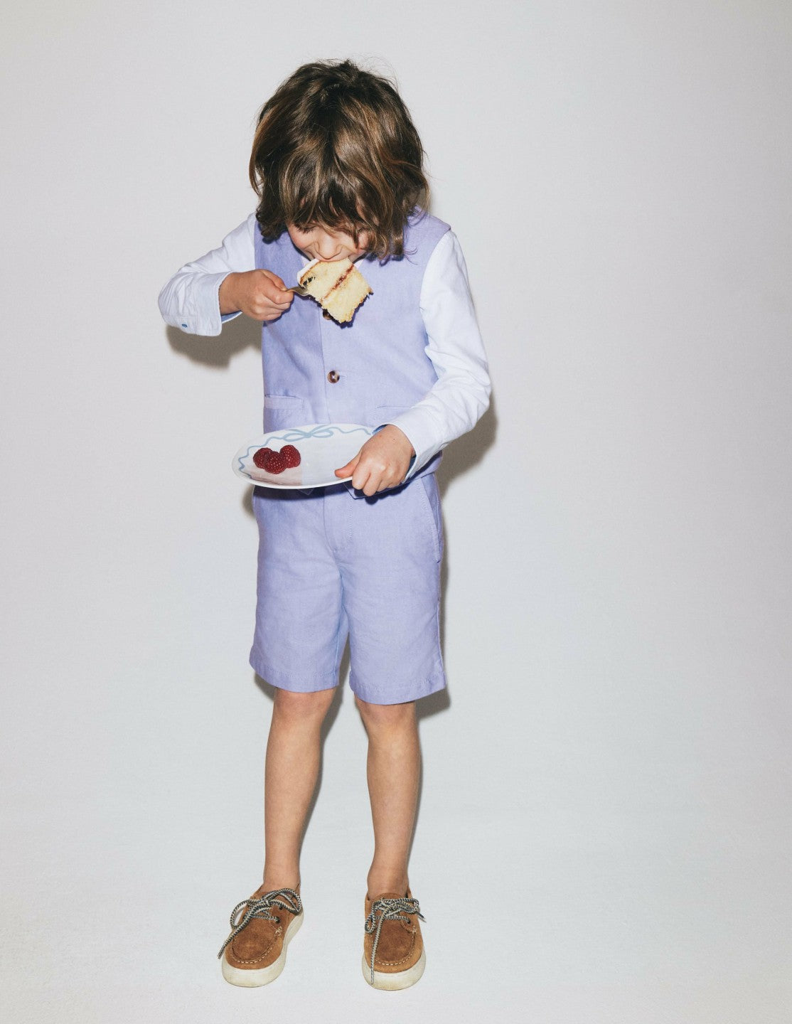 Boden Boys Classic Chino Shorts-Blue Oxford