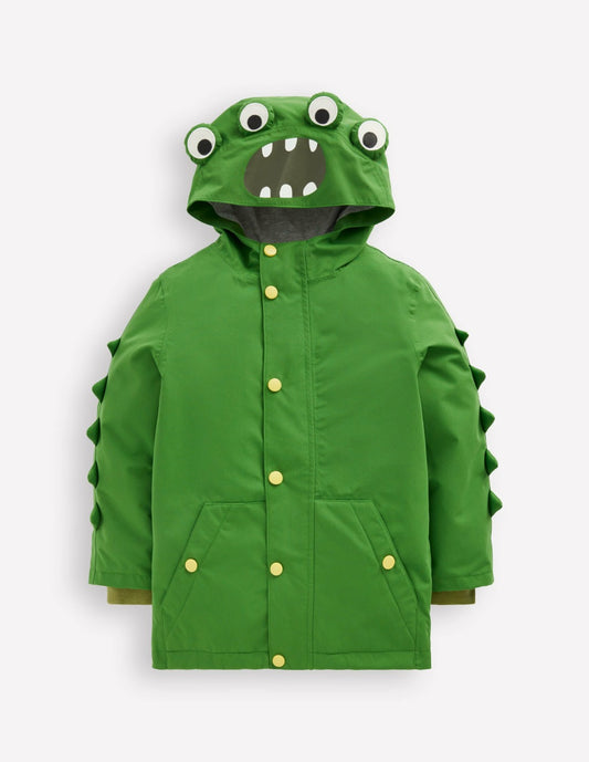 Boden Boys Novelty Waterproof Jacket-Broccoli Monster