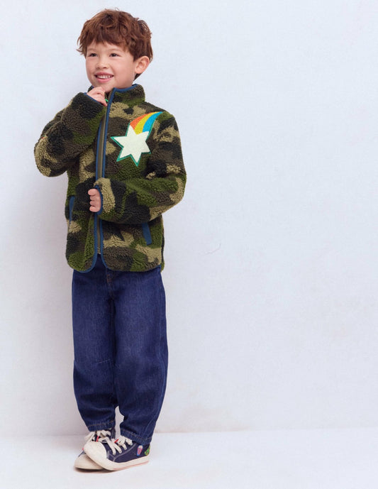 Boden Boys Cosy Borg Jacket-Camo Badges