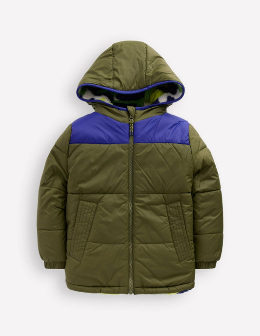 Boden Boys Reversible Cosy Borg Jacket-Green Camo
