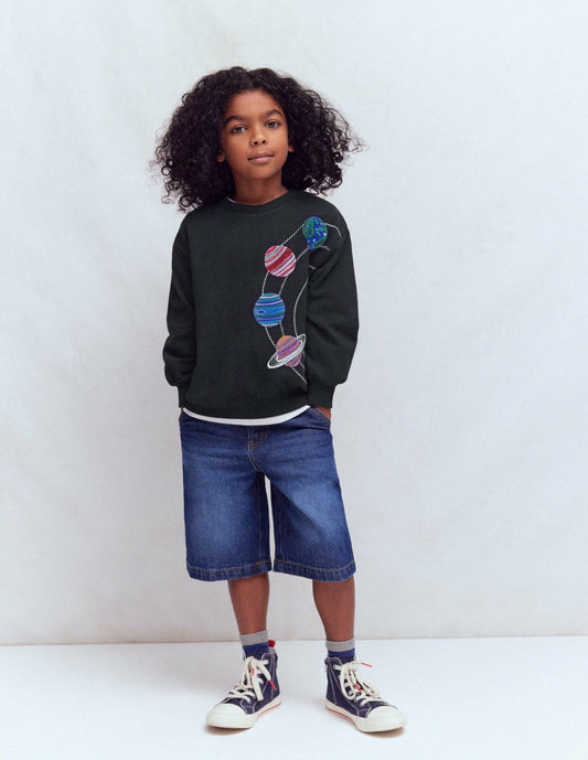 Boden Boys Embroidered Sweatshirt-Shadow Grey Space