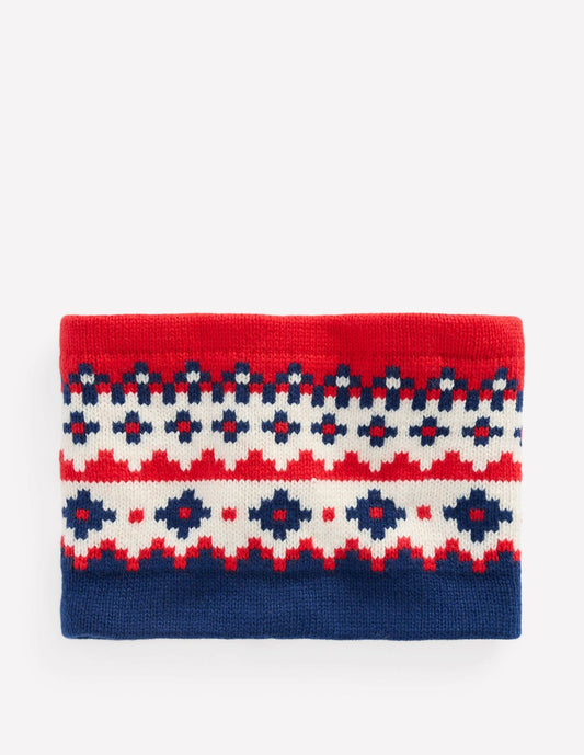 Boden Boys Fair Isle Snood-College Navy Fair Isle