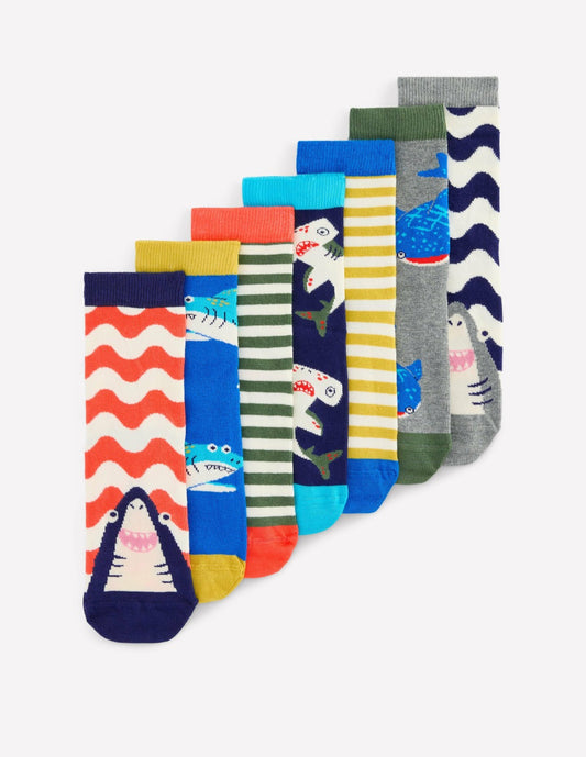 Boden Boys Socks 7 Pack-sharks