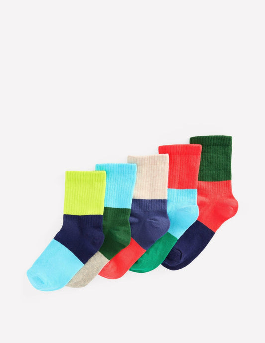 Boden Boys Boys Ribbed Socks 5 Pack-Colour Block