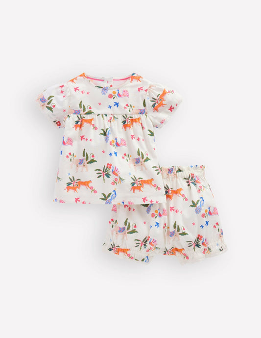 Boden Baby Woven Bloomers Play Set-Ivory Small Tropical Animals