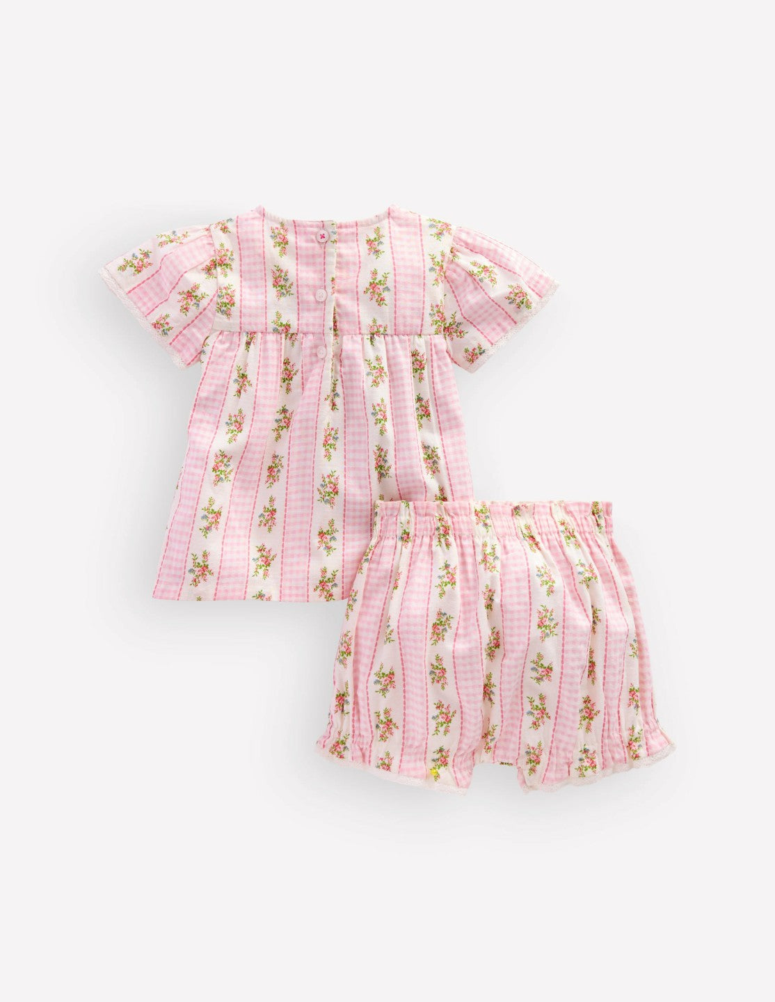 Boden Baby Woven Bloomers Play Set-Pink Gingham Floral