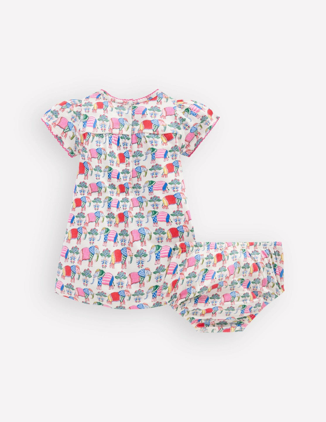 Boden Baby Gathered Jersey Dress-Multi Small Elephant