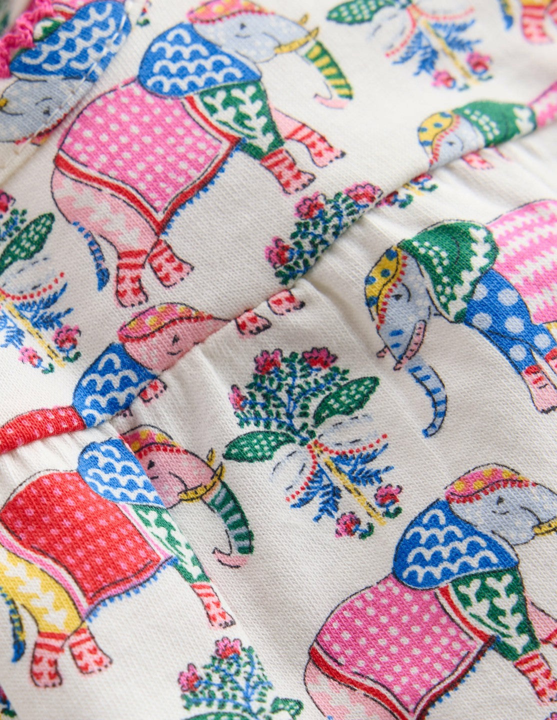 Boden Baby Gathered Jersey Dress-Multi Small Elephant