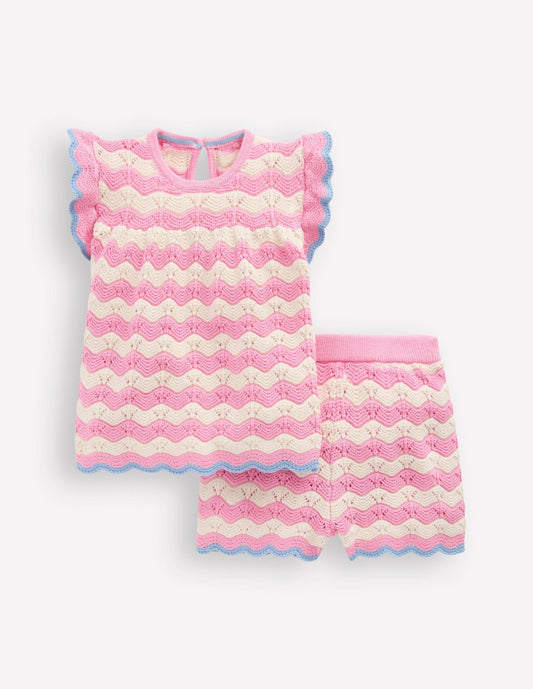 Boden Baby Pointelle Knitted Play Set-Pink Wave