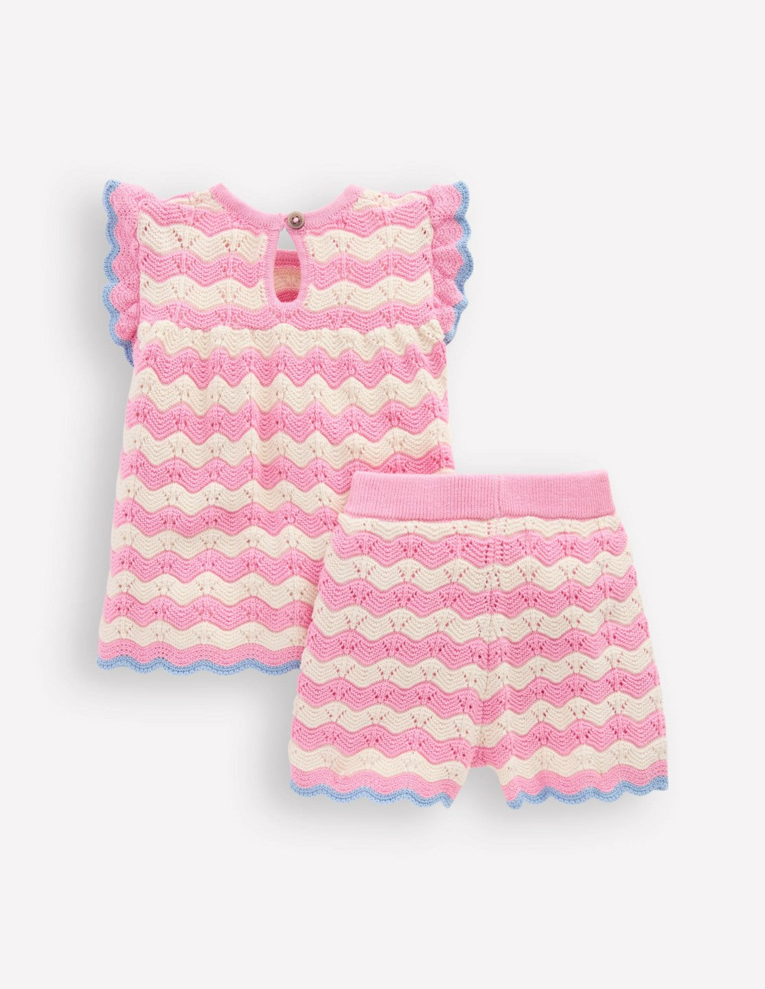 Boden Baby Pointelle Knitted Play Set-Pink Wave