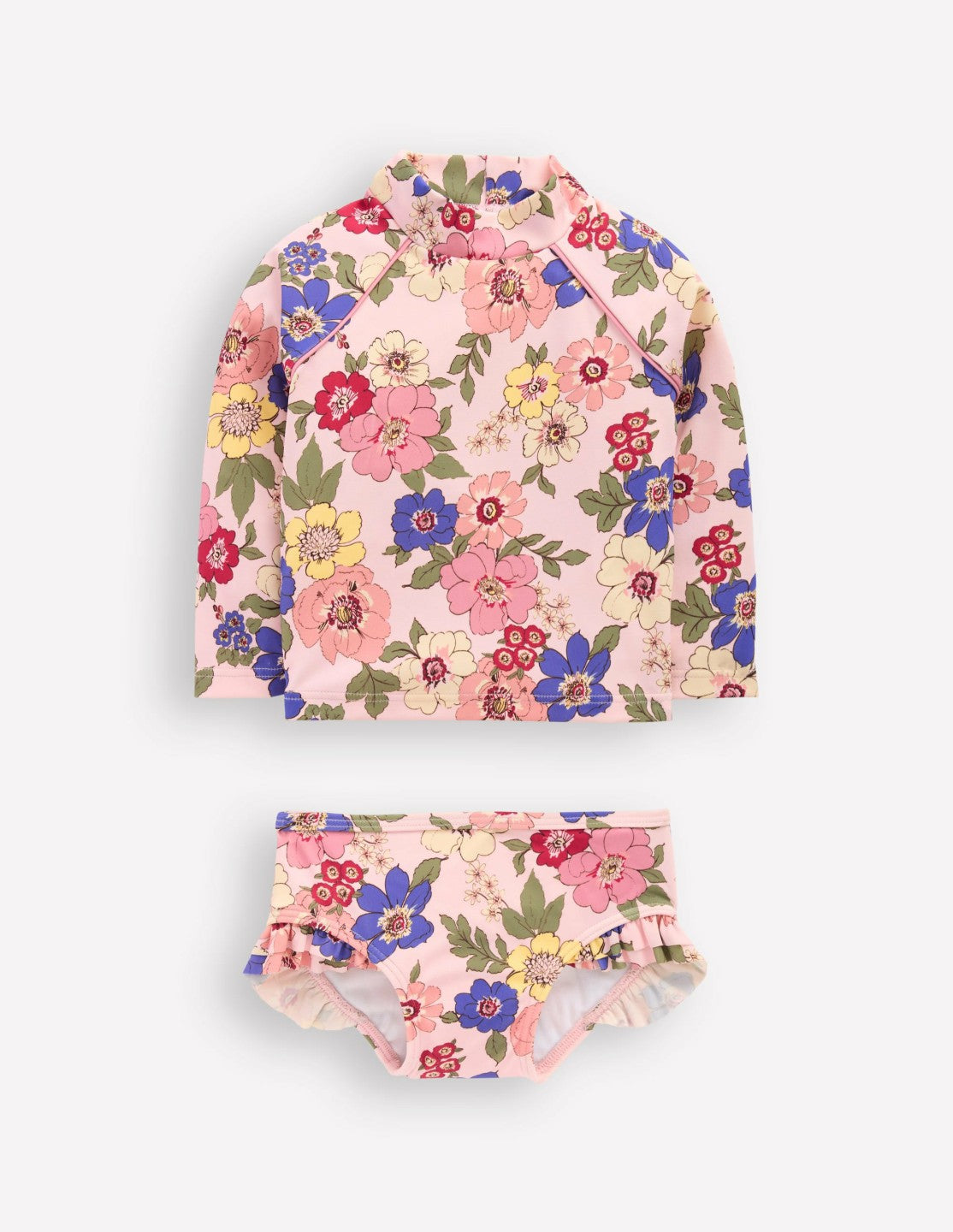 Boden Baby Logo Rash Vest Set-Pink Multi Floral