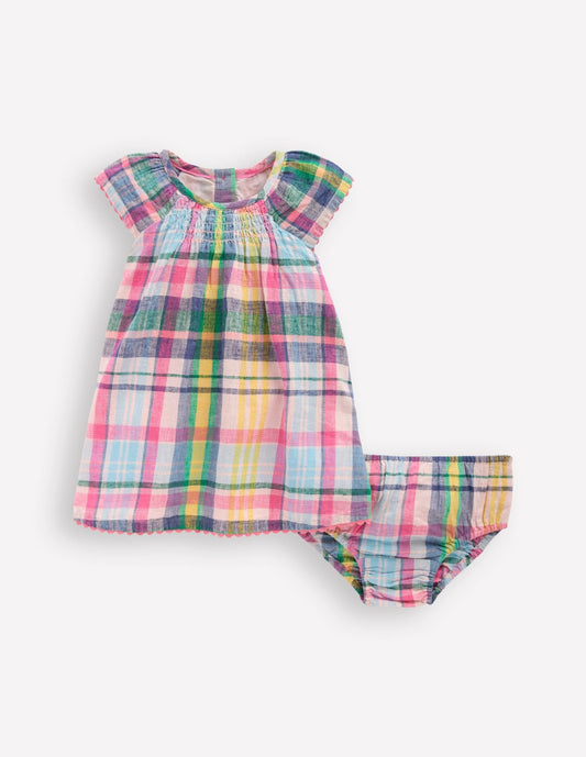 Boden Baby Floaty Shirred Dress-Madras Check