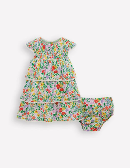 Boden Baby Tiered Woven Dress-Multi Spring Floral