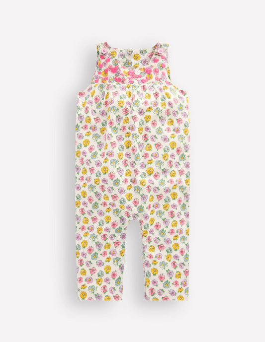 Boden Baby Embroidered Woven Romper-Ivory Rose Floral