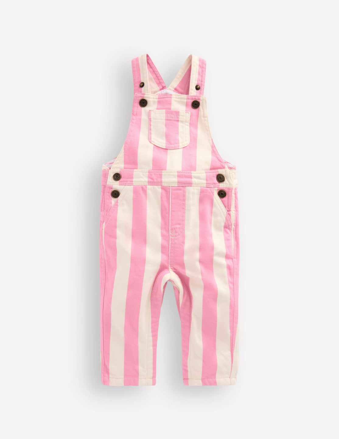 Boden Baby Woven Dungaree-Pink Stripe