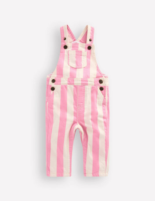 Boden Baby Woven Dungaree-Pink Stripe