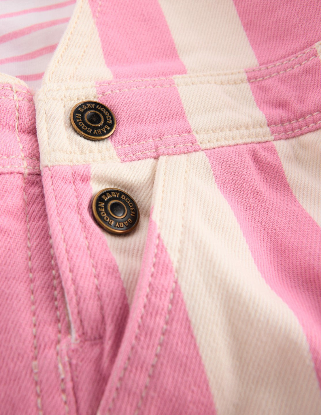 Boden Baby Woven Dungaree-Pink Stripe