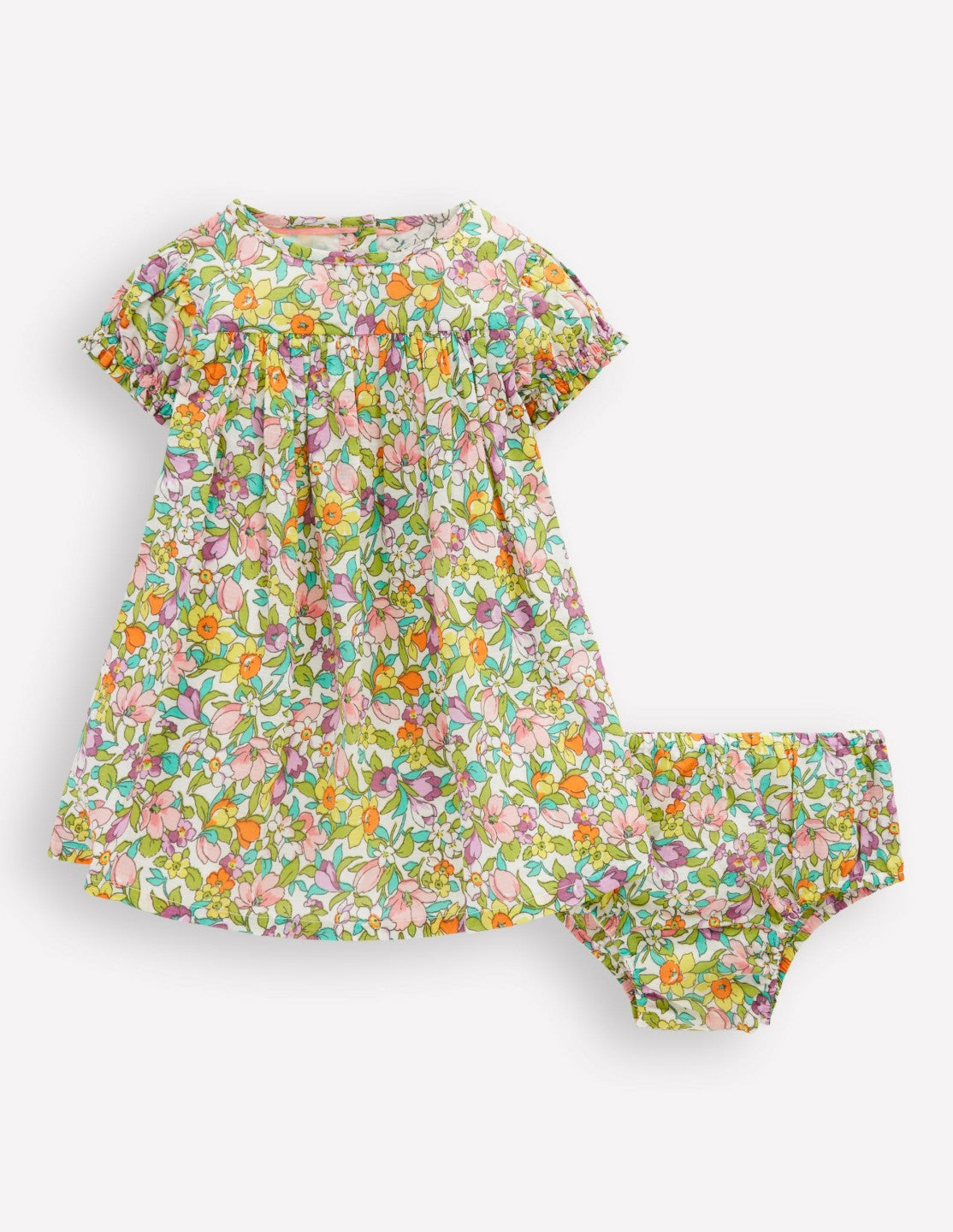 Boden Baby Gathered Woven Dress-Multi Florabunda