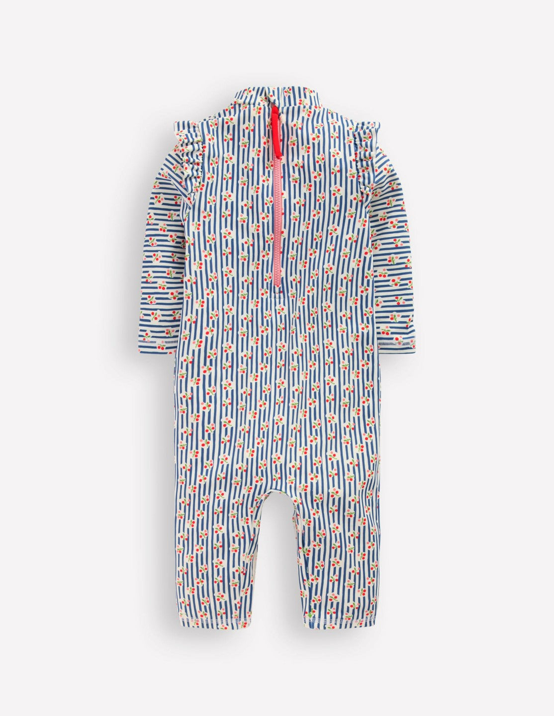 Boden Baby Girls Sun Safe Surfsuit-Stripe Cherries