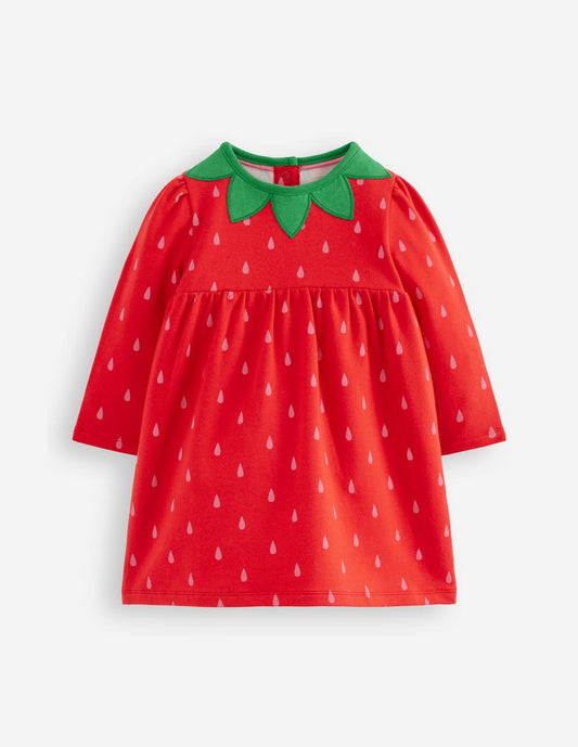 Boden Baby Novelty Sweatshirt Dress-Strawberry Tart Red