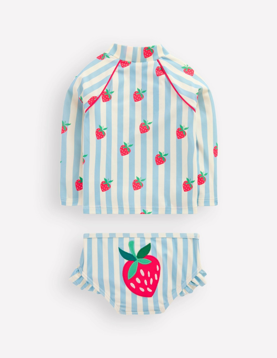 Boden Baby Logo Rash Vest Set-Blue Strawberry Patch