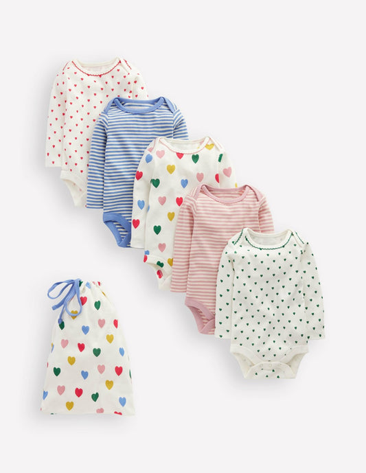 Boden Baby 5-pack Bodies-Multi Hearts