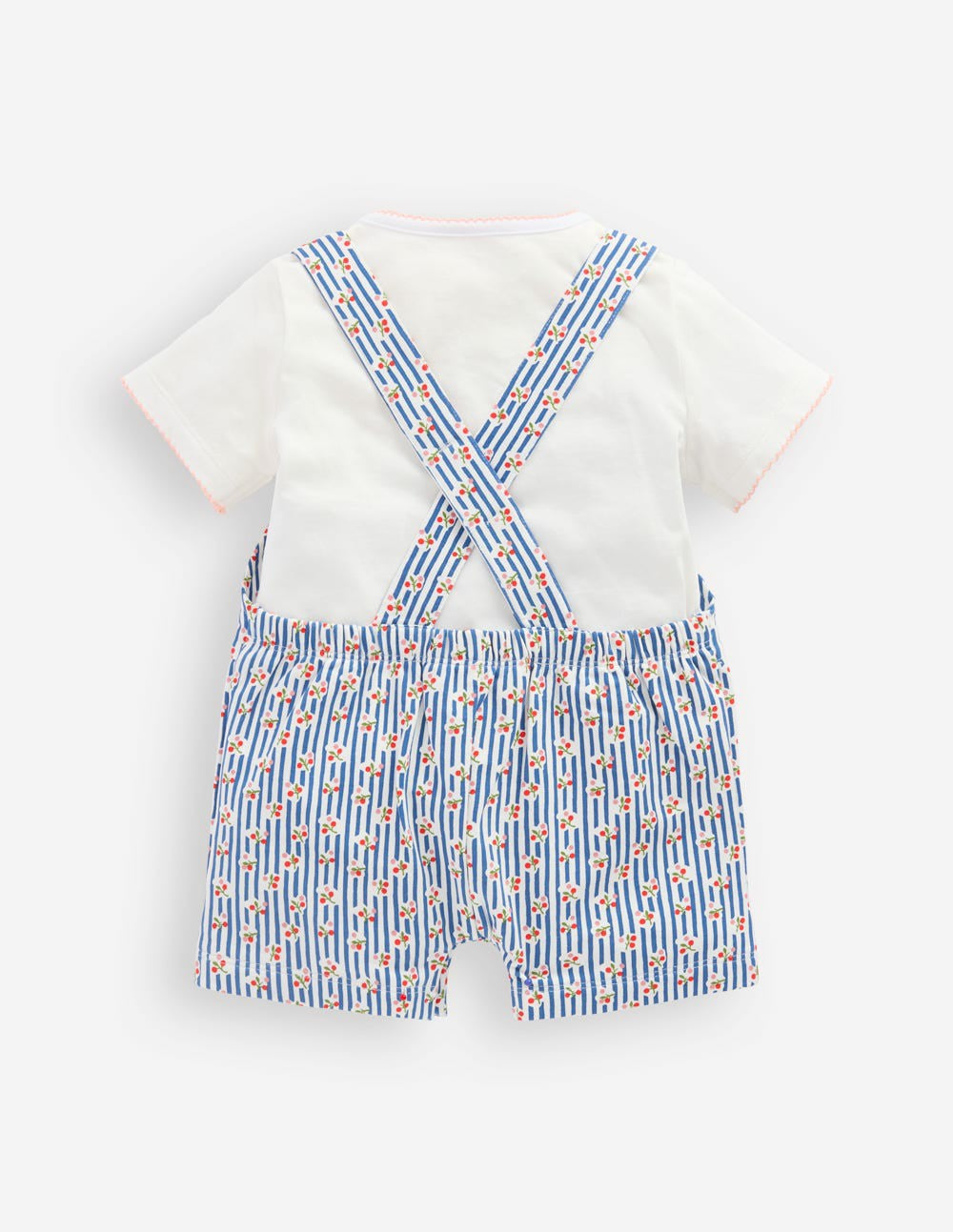 Boden Baby Short Jersey Dungaree Set-Bluejay Cherry Stripe