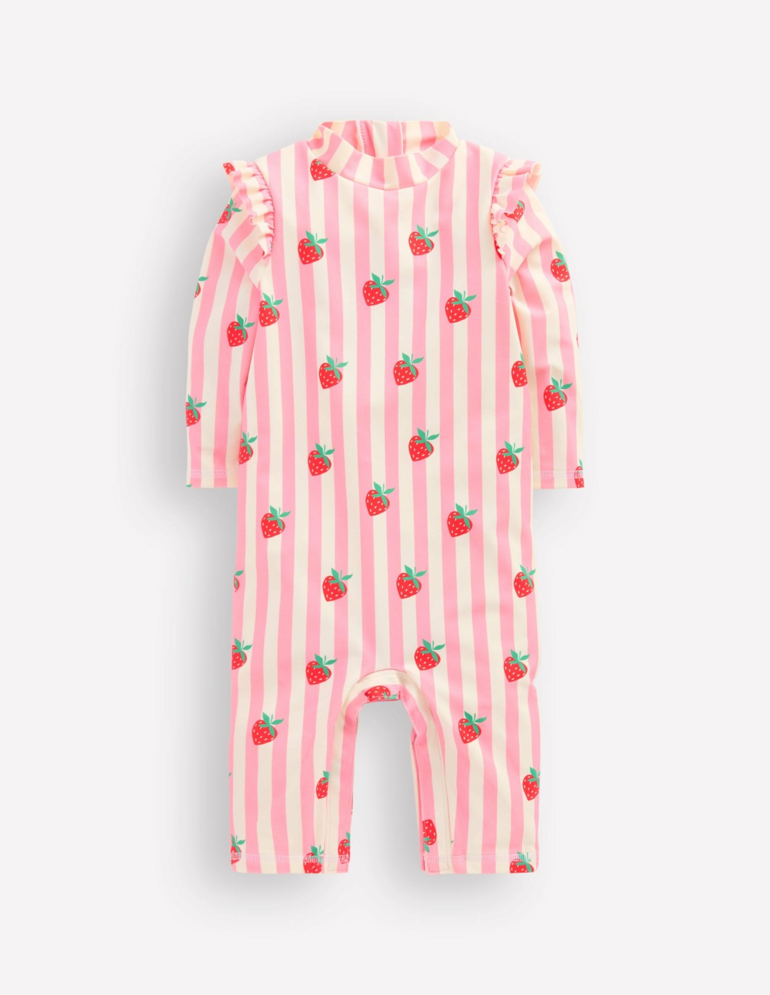 Boden Baby Girls Sun Safe Surfsuit-Pink Strawberry Stripe